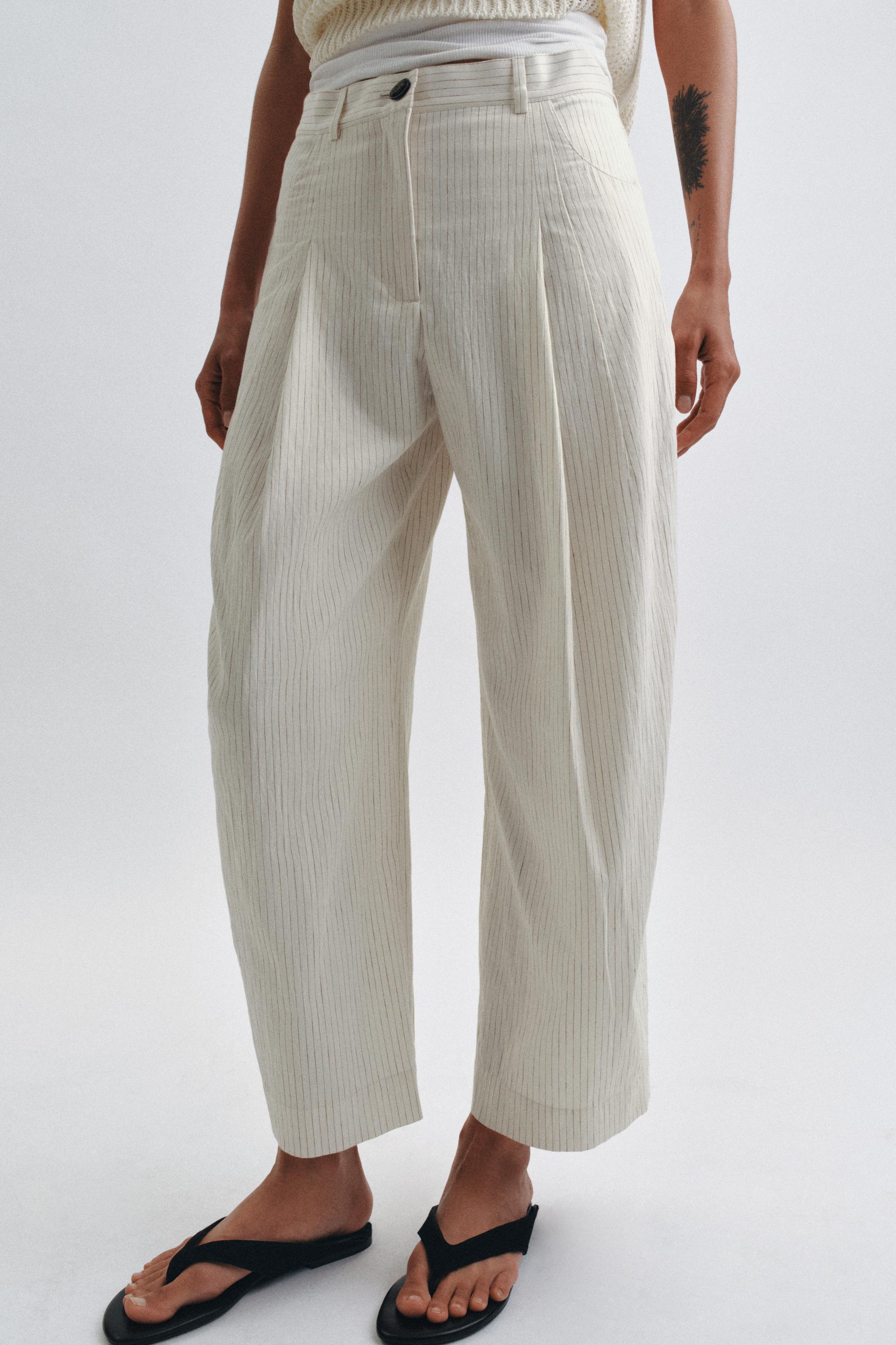 ZW COLLECTION STRIPED BARREL PANTS